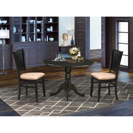 East West Furniture East West Furniture DLVA3-BLK-C 3 Piece Dublin Dining Table Set - Black DLVA3-BLK-C
